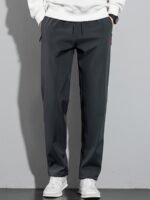 Men'S Plus Size Casual Joggers - Comfortable, Versatile Sports Pants For Spring/Summer, Solid Color With Zipper Detail, Commuting, Plus Size, Loose Fit, Plus Size - Image 10