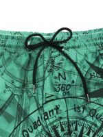 Men'S Plus Size Casual Fashion Novelty Blue Compass Pattern Digital Print Shorts, Non-Stretch Fabric, Regular Fit, Geometric Design, Woven Polyester, Casual Summer Wear, Plus Siz - Image 10