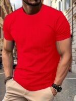Men'S Casual Solid Color Round Neck T-Shirt - Image 5