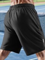 Men'S Plus Size High-Elasticity Sports Shorts - Navy Blue With Drawstring Waist, Zipper Pockets, And Side Pockets, Perfect For Casual Outdoor Activities, Fitness, Cycling, And Daily Wear, Casual Outdoor Attire | Drawstring Shorts | Zippered Pocket - Image 7