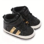 Infant & Newborn Boys' & Girls' Soft Sole Anti-Slip Sneakers - Breathable With Black Striped Design, Adjustable Buckle Closure, All-Season Casual Shoes For Toddlers, Baby Shoes, Toddler Footwear, Stylish Toddler Footwear, Comfortable Toddler Footwear - Image 13