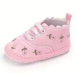 Baby Girl'S Adorable Flower Pattern Walking Shoes, Comfy Non Slip Casual Adorable Lace Up Shoes For Infant'S Outdoor Activities - Image 8