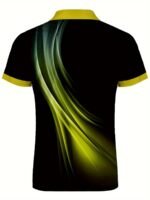 Plus Size Men'S Golf T-Shirt, Popular Retro Style Blue Lines Geometric Elements Design Print Short Sleeve Tennis Tees For Summer, Casual Trendy Tops For Males, Leisurewear For Big & Tall Guys - Image 9