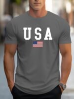 Mbdmbd Men'S Usa Flag T-Shirt With Usa Map & U.S. Lettering - Heavyweight Casual Short Sleeve Round Neck Tee, White & Black American Patriotic Design, Breathable Summer Shirt For 4Th Of July, Independence Day & Casual Attire (Machine, Mens T Shirts For Men, Christmas T Shirt, T Shirt Men, Mens Tshirt, Tshirt For Men, Summer Shirts For Men - Image 7