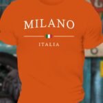 Men'S Milano Italy Graphic T-Shirt - Vibrant Orange Streetwear Tee With Italian Flag Design, Breathable & Comfortable For Casual Outdoor Activities, Everyday Tshirt | Vibrant Print Tee | Comfortable Fit