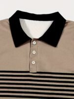 Men'S Casual Fashion Short Sleeve Shirt With Geometric Color Block 3D Print - Lightweight Polyester Blend, Ideal For Golf And Summer Streetwear, Outdoor Clothing|Contemporary |Spandex Elasticity, Plus Size - Image 5