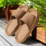 1 Pair Unisex Eva Slippers - Casual Striped Indoor House Shoes, All-Season Comfortable Slip-On Slides With Round Toe, Non-Slip Quick-Dry Bath Slippers, Suitable For Men And Women - Image 3