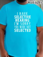 Plus Size Men'S T-Shirt, "I Have Selective Hearing" Print Short Sleeve Comfortable Tees Summer Casual Trendy Tops, Plus Size - Image 2