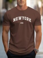 Men'S Stylish Casual Short-Sleeve T-Shirt With A New York Usa Graphic Print, Comfortable And Versatile. - Image 2