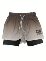 Men'S Gradient Athletic Shorts - Summer Outdoor Sports, Adjustable Drawstring Waist, Breathable Mesh Lining, Black To Gray With "No Fear No Limits" Design, Comfortable For Active Wear - Image 7