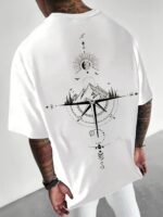 Men'S Casual Compass Print T-Shirt - Breathable Polyester, Crew Neck, Short Sleeve - Perfect For Summer - Image 4