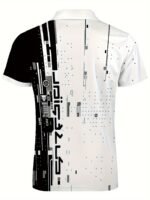 Men'S Plus Size Golf Shirt, Polo Shirt, Short Sleeve, Regular Fit, Fashionable Design, Blended Color, Casual Top With Zipper Detail - Image 8