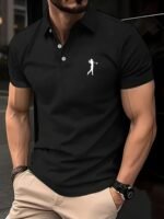 Men'S Green Polo Shirt With White Golf Player Print - Casual, Short Sleeve, Regular Fit, Summer Top For Golf, Sports, And Casual Attire, Golf Apparel | Casual Style | Glossy Finish - Image 8
