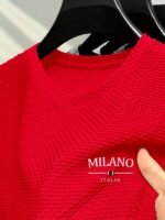 Men'S Milan Print Short Sleeve Crew Neck T-Shirt, Breathable Nylon Blend, Comfortable Casual Top For Summer Outdoor Activities & Tennis Training - Image 7