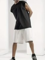 Men'S Oversized Cotton Sleeveless Muscle Shirt - Breathable Summer Gym & Casual Wear, Loose Fit Sleeveless Top With Rounded Neckline, Solid Black Athletic Shirt For Big & Tall Men, Easy Care (Hand Wash/Dry Clean) - Plus Size Friendly, Relaxed Fit For Casual Attire, Stylish Sleeveless Vest For Men, Comfortable Cotton Fabric, Versatile For Casual Athletic Activities, Plus Size Muscle Shirt For Men, Mens Muscle Tank Top, Durable Construction, Lightweight Material, Plus Size - Image 5