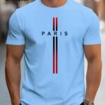 Men'S Sports Top With A Paris Letter Pattern Print