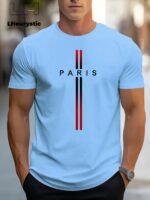 Men'S Sports Top With A Paris Letter Pattern Print