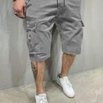 Men'S Plus Size Gray Cargo Shorts - Casual Style With Pockets, Non-Stretch Fabric, Regular Fit, Solid Color, Comfortable Summer Wear, Casual Shorts | Solid Color Shorts | Polyester Shorts, Plus Siz