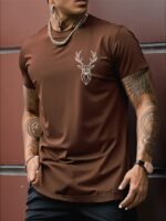 Men'S Casual Short-Sleeve T-Shirt With A Moose Antler Print