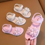 Soft And Comfortable Princess Sandals For Little Girls: Floral Design, Low Heel, And Lightweight Construction - Image 8