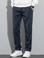 Men'S Plus Size Casual Joggers - Comfortable, Versatile Sports Pants For Spring/Summer, Solid Color With Zipper Detail, Commuting, Plus Size, Loose Fit, Plus Size - Image 8