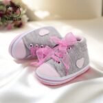 Rabeisir Adorable Heart- Walking Shoes - Soft Fabric Footwear With Pink Ribbon Accents, Lace-Up Closure For Infants & Toddlers - Ideal For Casual Gatherings & Winter, Pink Ribbon Detail, Rabeisir - Image 4