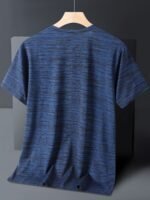 Men'S Lightweight Ice Sliky Fiber Fabric Quick-Dry T-Shirt - Blue & Black Striped, Breathable & Moisture-Wicking, Loose Fit For Running, Gym, Outdoor Activities, Travel, And Casual Wear, Gym Apparel | Striped Tshirt | Quickdry Fabric - Image 7