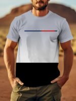 Paris Inspired Fashion Graphic Men'S T-Shirt, Casual Crew Neck Short Sleeve Tee, 100% Polyester Slight Stretch Knit Fabric, All-Season Comfort Fit Pullover For Men - Image 4