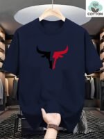 Men'S 180Gsm Heavyweight 100% Cotton T-Shirt With Bull Head Graphic Print - Beige & Black Casual Round Neck Short Sleeve Summer Tee For Bull Riding, Western Style Casual Attire, Machine Washable, Dry Cleanable, Relaxed Fit, Bullfighting Design, Breathable Fabric, Ideal For Casual Outings & Themed Events, Adult Men'S Fashion, Regular Fit, Bold Bull Head Graphic, Comfortable For Summer Wear, Plus Size - Image 7