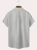 Men'S Plus Size Vintage Black Casual Button-Up Short Sleeve Shirt With Pockets - Summer Basic Lapel Collar, Non-Stretch Fabric, Regular Fit, Adult Sizes, Lightweight Polyester, Casual Attire | Classic Buttonup Shirt | Solid Color Shirt, Plus Size - Image 10