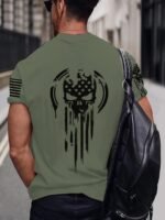1Pc Hxmrby Men'S 3D American Warrior Skull Military Print T-Shirt, Casual Sports Crew Neck Tee, Polyester Knit Fabric With Slight Stretch, Regular Fit For Summer Daily Wear, Plus Size - Image 7