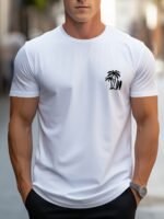 Men'S Casual Surf-Inspired T-Shirt With Palm Tree & "Surf" Print - Short Sleeve, Round Neck, All-Season Comfort, Everyday Tshirt | Surfinspired Design | Comfortable Fit - Image 8