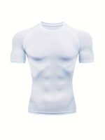 Men'S High-Elasticity Athletic Compression T-Shirt - Breathable, Quick-Dry, Short Sleeve, Red With Black Accents, Round Neck, 90% Polyester & 10% Elastane, Ideal For Gym & Outdoor Activities, Gym Clothes - Image 5