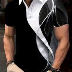 Men'S Plus Size Golf Shirt - Casual Short Sleeve With Stylish Color Block Design, Breathable Polyester Blend, Machine Washable, Plus Size