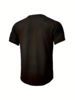 A Piece Ofplus-Size Men'S Loose Solid Color Henry Shirt, Round Neck Half-Button Short-Sleeved Shirt, Suitable For Summer Outdoor Activities, Plus Size - Image 9