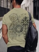 Hxmrby Men'S 3D Compass & Nautical Graphic T-Shirt - Light Green Casual Short Sleeve Tee With Digital Print, Breathable Summer Outdoor Shirt, Machine Washable Regular Fit, Sea T Shirt, Everyday Fashion, Modern Design, Durable Material, Printed Top, Urban Style, Plus Size - Image 2