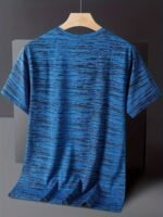 Men'S Lightweight Ice Sliky Fiber Fabric Quick-Dry T-Shirt - Blue & Black Striped, Breathable & Moisture-Wicking, Loose Fit For Running, Gym, Outdoor Activities, Travel, And Casual Wear, Gym Apparel | Striped Tshirt | Quickdry Fabric - Image 5