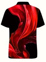 Men'S Plus Size Casual Fashion Short Sleeve Polo Shirt, Sky Blue 3D Print, Knit Fabric, Slight Stretch, Polyester 95%, Spandex 5%, Lapel Collar, Regular Fit For Spring/Summer/Fall - Image 5