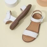 1 Pair Of Cute Girls' Low-Heel Sandals With Braided Strap Design - Casual, Preppy Style, Perfect For Spring & Summer, Holiday Performance, And Casual Occasions, Casual Footwear | Casual Style | Braided Sandals - Image 5