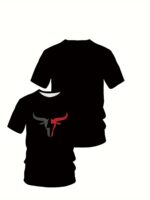 Plus Size Men'S Cow Head Print T-Shirt For Summer, Street Style Novelty Short Sleeve Tees - Image 5