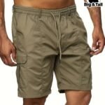 Men'S Big & Tall Cargo Shorts - Non-Stretch Fabric With Multiple Utility Pockets, Adjustable Drawstring Waistband - Olive Green Work Pants For Construction, Outdoor, Everyday - Regular Fit Casual Shorts (Plus Size Friendly) - Ideal Gift For Men, Outdoor Apparel, Functional Design, Durable Material, Outdoor Enthusiasts, Plus Size