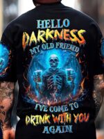 Skull And Letters Print Plus Size Men'S Short Sleeve T-Shirt, Casual Fashion Crew Neck Tee, All Over Graphic Top For Outdoor Sport And Leisure, Big & Tall Guys