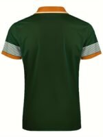 Men'S Plus Size Golf Shirt - Casual Striped Short Sleeve With Collar, Breathable Polyester Blend, Machine Washable - Navy & Gray Patchwork Design, Plus Size - Image 5