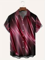 Plus Size Men'S Stripes Graphic Print Shirt For Summer, Fashion Casual Short Sleeve Shirt For Beach Vacation - Image 6