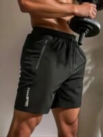 Men'S Loose Solid Shorts With Pockets, Active Elastic Waist Drawstring Shorts For Summer - Image 2