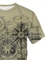 Hxmrby Men'S 3D Compass & Nautical Graphic T-Shirt - Light Green Casual Short Sleeve Tee With Digital Print, Breathable Summer Outdoor Shirt, Machine Washable Regular Fit, Sea T Shirt, Everyday Fashion, Modern Design, Durable Material, Printed Top, Urban Style, Plus Size - Image 5