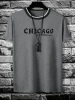 Men'S Chicago Graphic T-Shirt - Breathable Summer Tee With Bold Lettering - Lightweight Crewneck Shirt For Everyday & Formal Wear - Chicago-Themed Apparel For Men, Chicago T Shirt, Casual Outfit, Trendy Design, Comfortable Fit, Short Sleeve Top, Urban Style, Streetwear Fashion, Modern Design, Durable Material, Print Top, Adult Clothing, Sweat-Resistant - Image 5