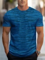 Men'S Lightweight Ice Sliky Fiber Fabric Quick-Dry T-Shirt - Blue & Black Striped, Breathable & Moisture-Wicking, Loose Fit For Running, Gym, Outdoor Activities, Travel, And Casual Wear, Gym Apparel | Striped Tshirt | Quickdry Fabric