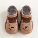 Adorable Lion Design Baby & Toddler Slip-On Sock Shoes - Non-Slip Rubber Sole, Breathable Fabric, Light Blue With Brown & White Accents, Perfect For Indoor Play, All Seasons, Baby Shoes - Image 3
