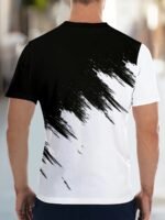 Men'S Fashion Casual Crew Neck T-Shirt With 3D Geometric Print Pattern, 100% Polyester Knit Fabric, Regular Fit, Slight Stretch - Casual Style Tee - Image 4